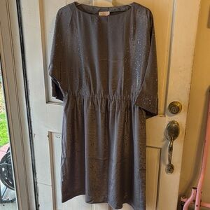 Vintage Handmade Quality Stylish Gray Patterned Dress